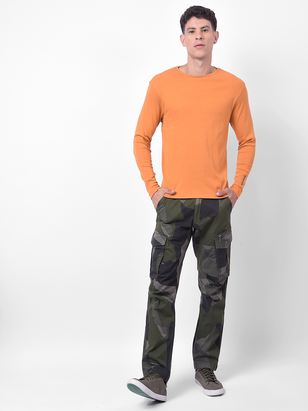 Numero Uno Men Orange Crew Neck Slim Fit T-Shirt